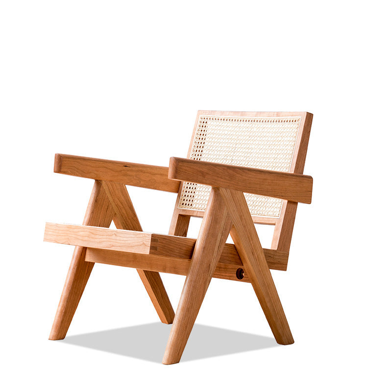 Wood & Rattan Balcony Leisure Chair - Mid-Ancient