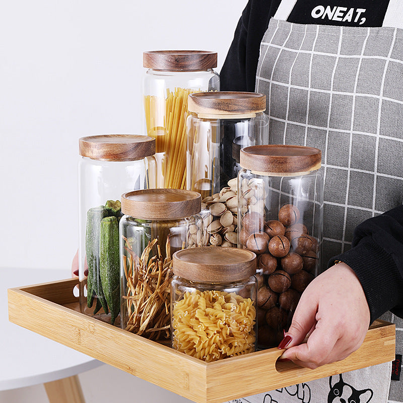 Acacia Wood Sealed Storage Jar - Airtight Food