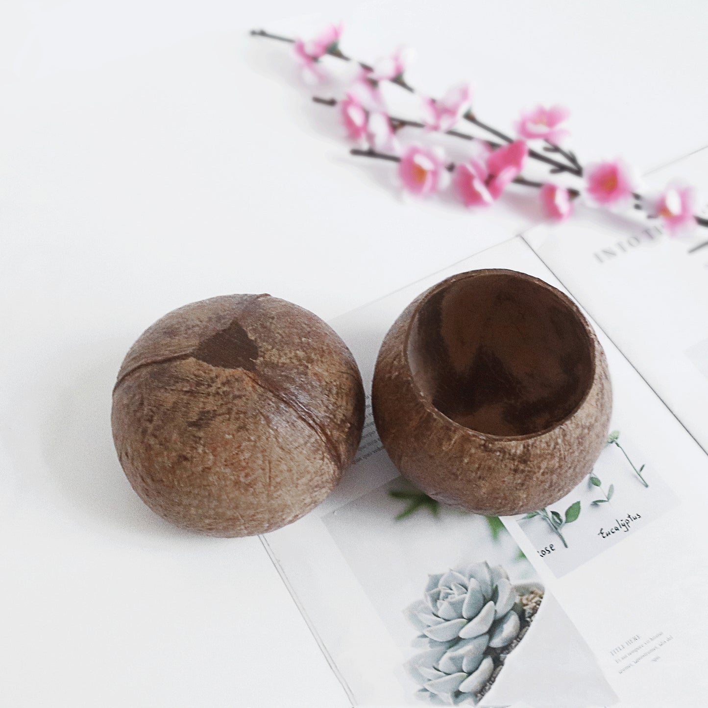 Coconut Shell Candle in Wood Bowl - Home Fragrance