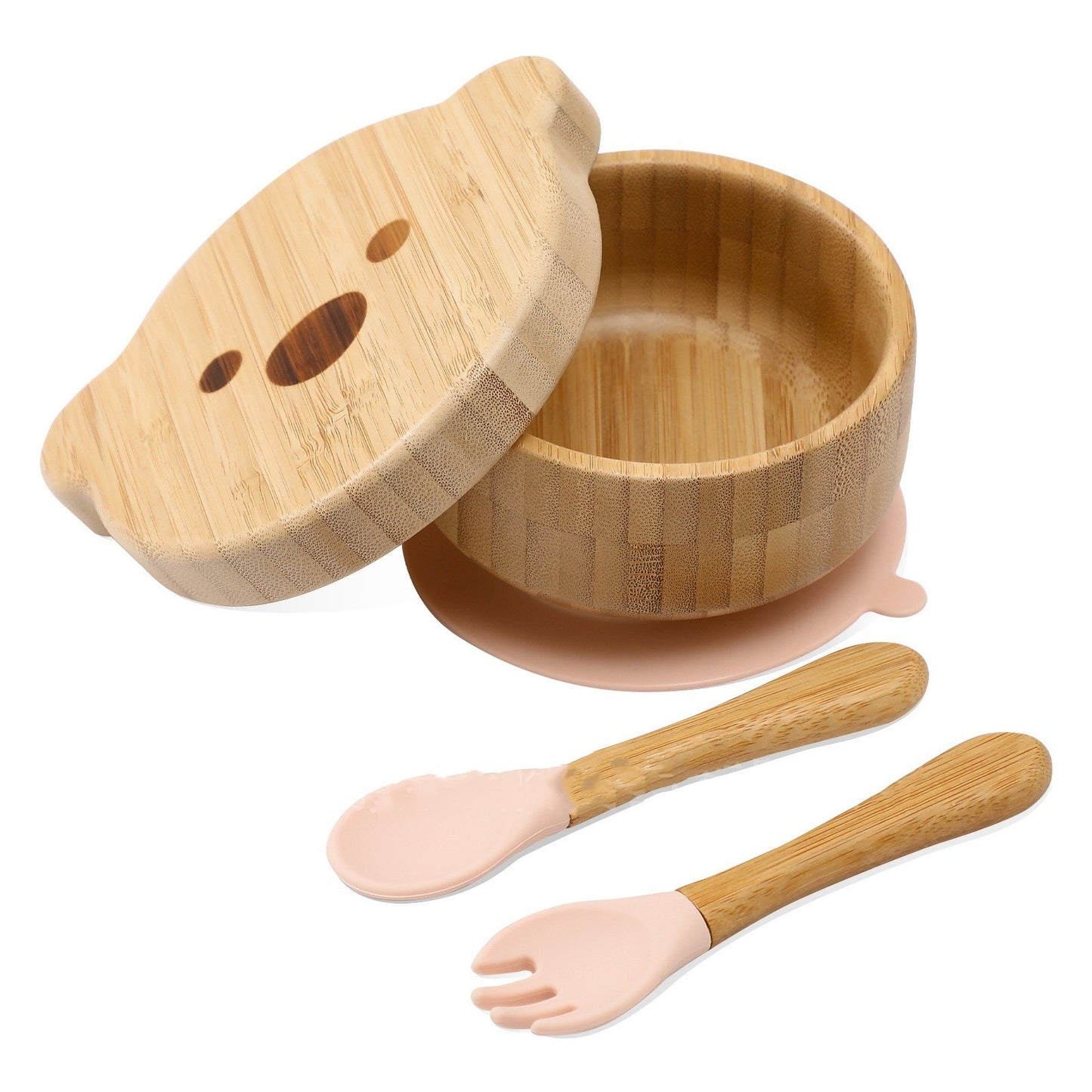 Bamboo Baby Food Bowl - Suction Base Bear Shaped