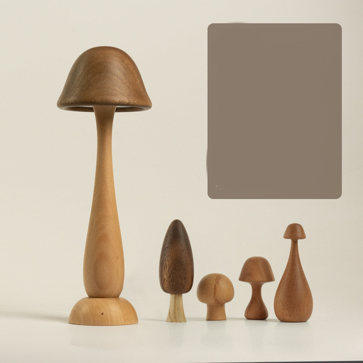 Mushroom Wood Table Lamp - Touch Dimming Night Light