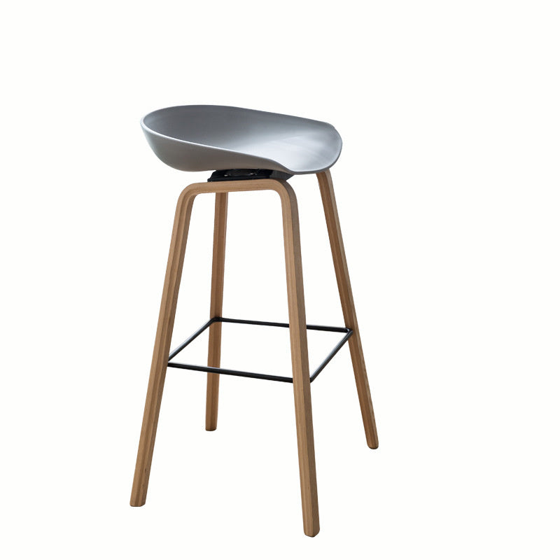 Nordic Wood & Plastic Bar Stool - Modern High Chair
