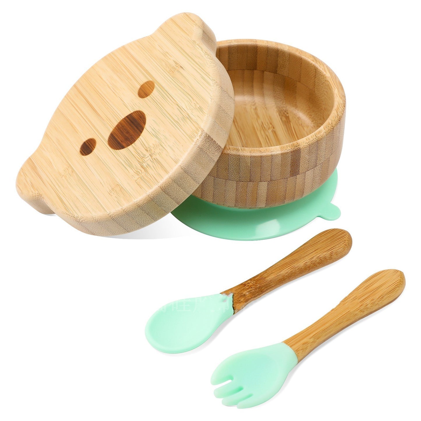 Bamboo Baby Food Bowl - Suction Base Bear Shaped