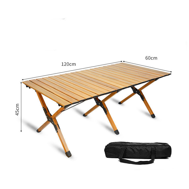 Beech Wood Egg Roll Table - Outdoor Portable Folding