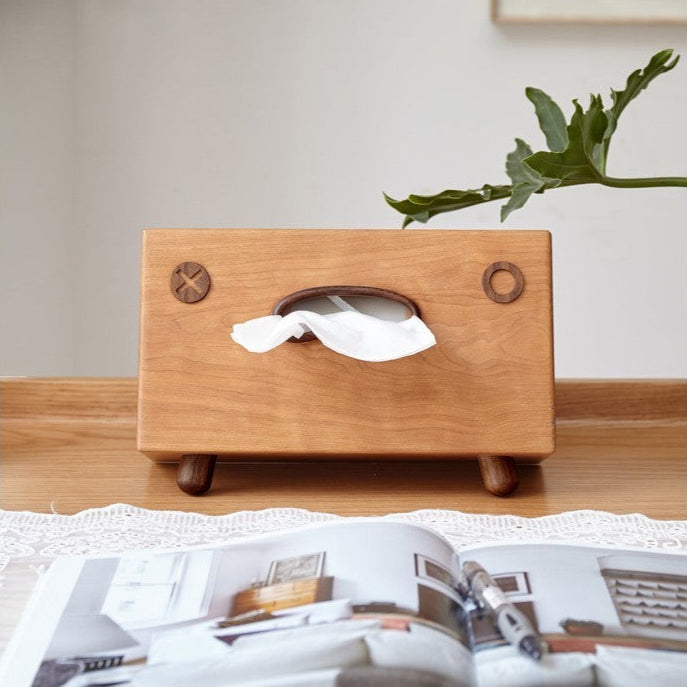 Walnut Wood Tissue Box Cover - Rectangular Holder
