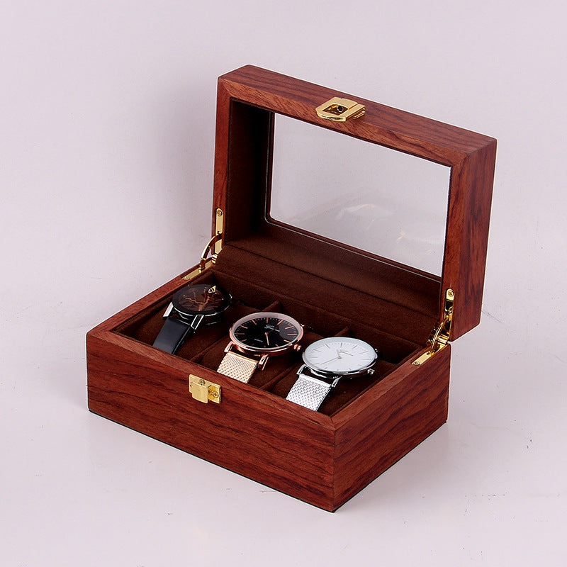 Retro Wood Watch Box - Vintage Storage Case