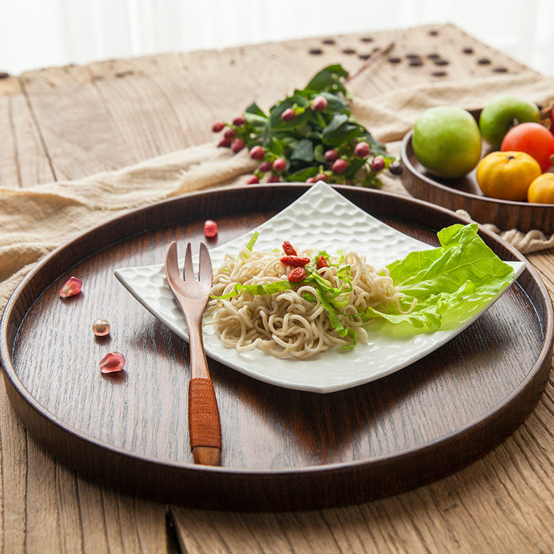 Rustic Wood Serving Tray - Round Platter