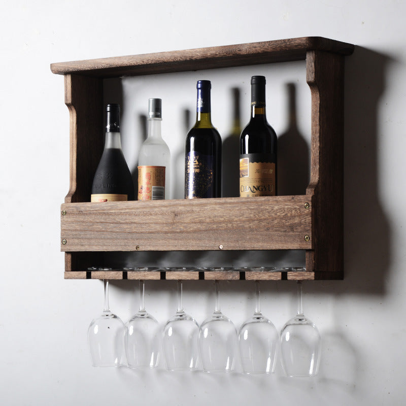Wood Wine Glass Rack - Wall Mounted Stemware Holder