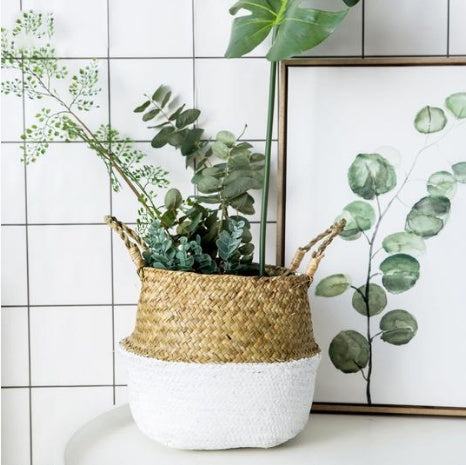 Wicker Planter Basket - Foldable Flower Pot Holder