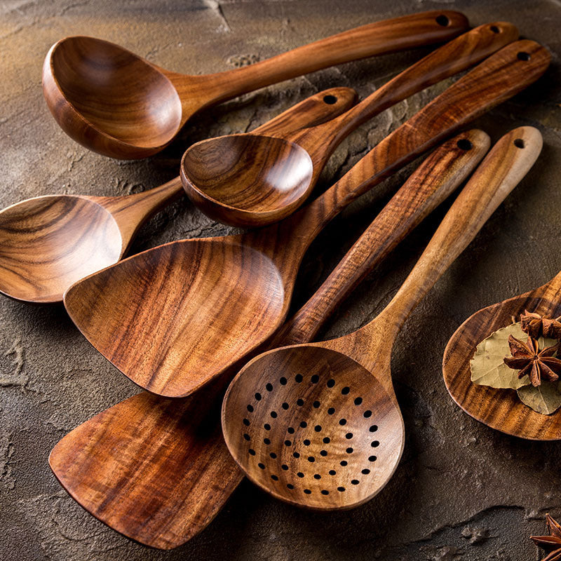 Teak Wood Tableware Set - Spoon, Ladle, Turner