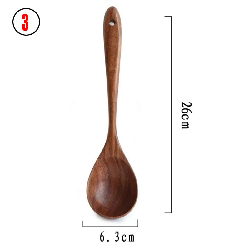 Teak Wood Tableware Set - Spoon, Ladle, Turner