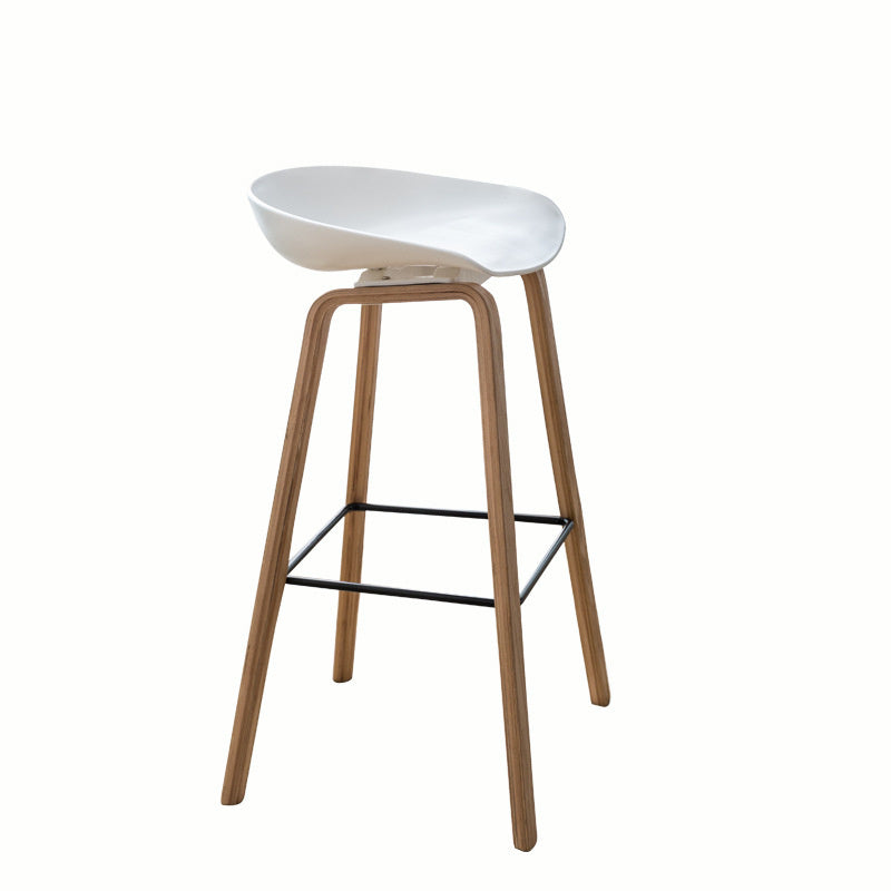 Nordic Wood & Plastic Bar Stool - Modern High Chair