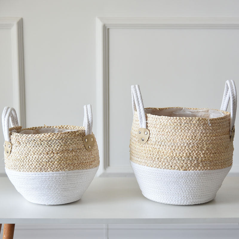 Straw Flowerpot Basket - Woven Hamper