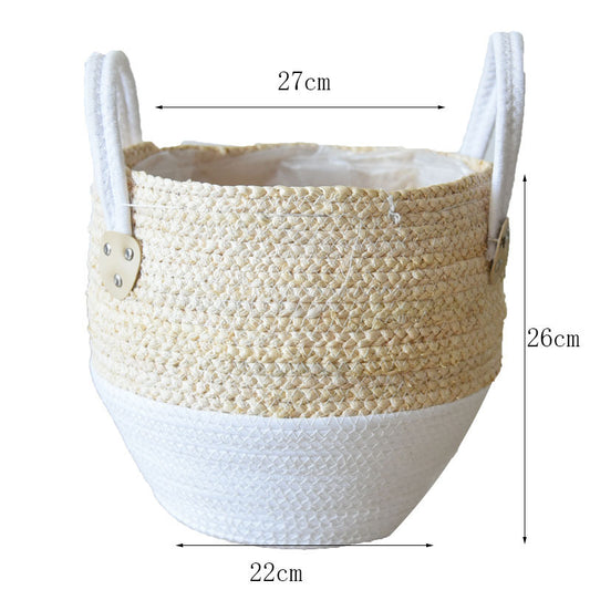 Straw Flowerpot Basket - Woven Hamper