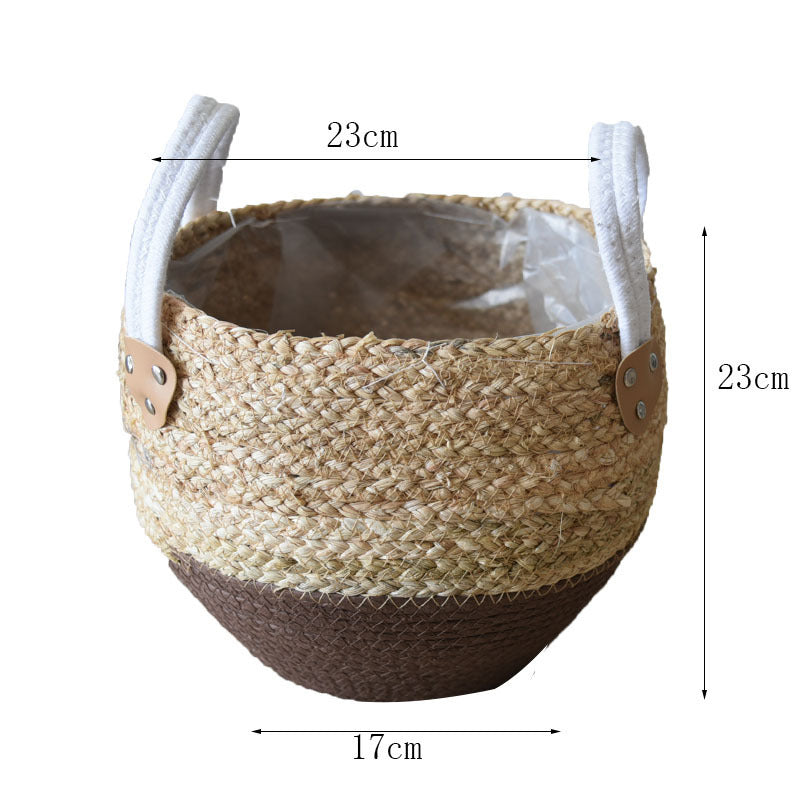 Straw Flowerpot Basket - Woven Hamper