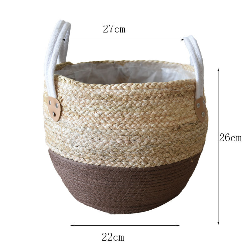 Straw Flowerpot Basket - Woven Hamper