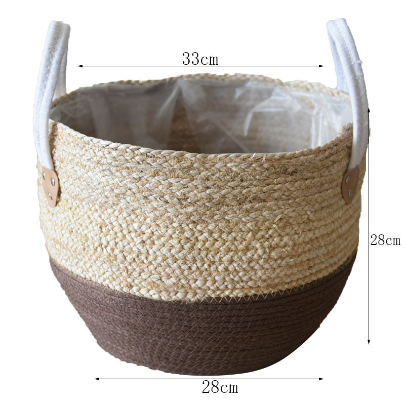 Straw Flowerpot Basket - Woven Hamper