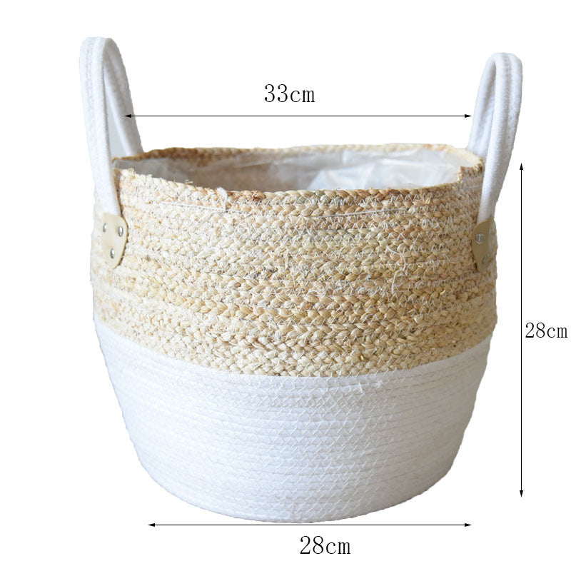 Straw Flowerpot Basket - Woven Hamper