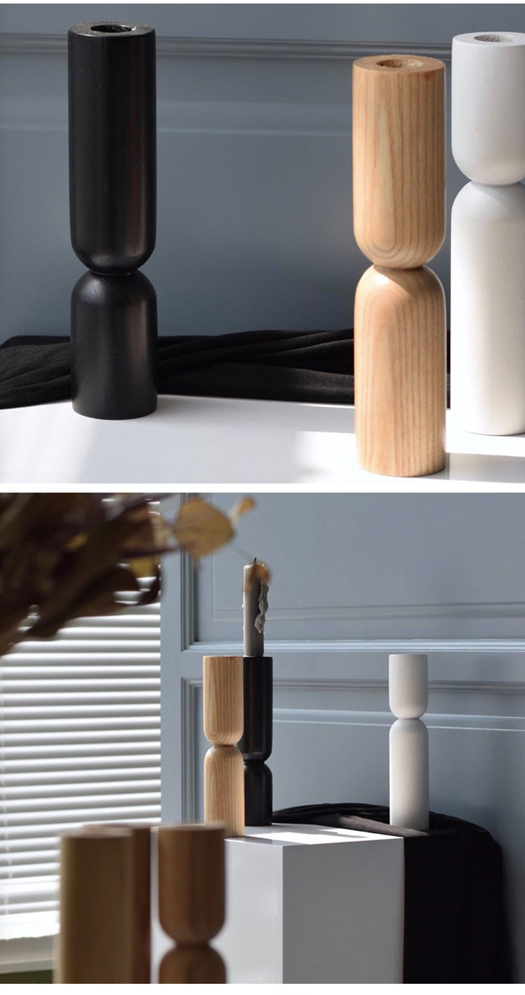 Nordic Wood Candle Holder - Minimalist Decor