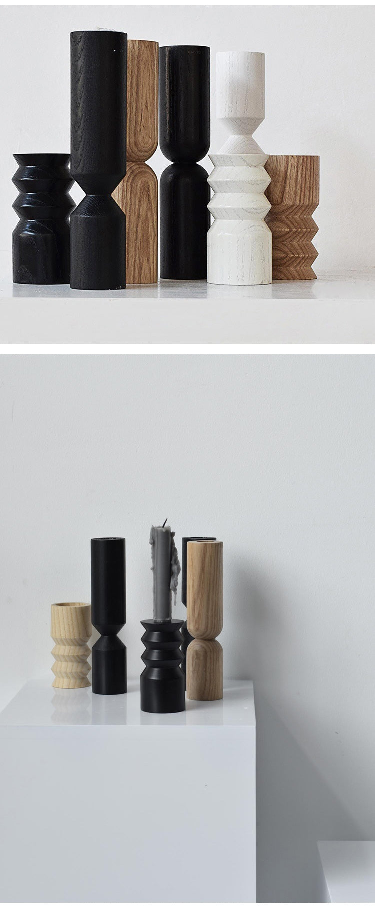 Nordic Wood Candle Holder - Minimalist Decor