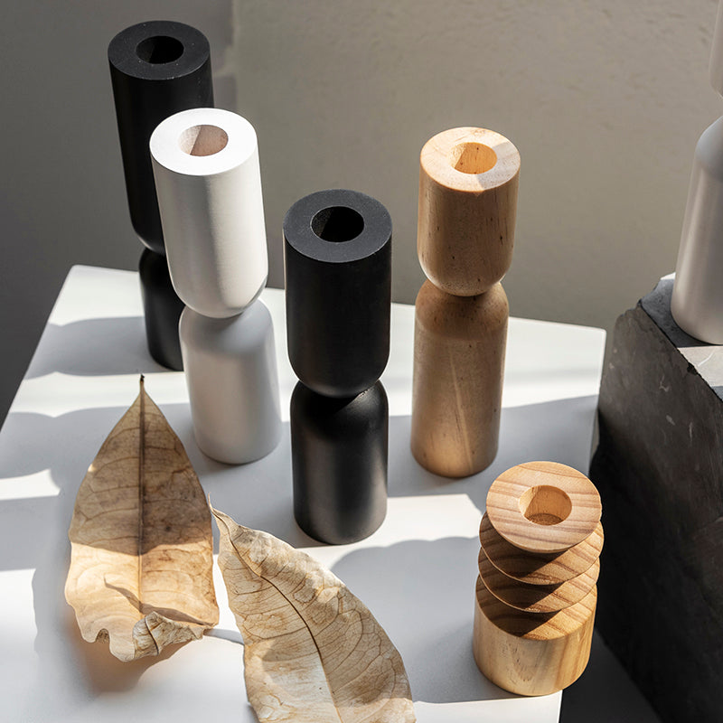 Nordic Wood Candle Holder - Minimalist Decor