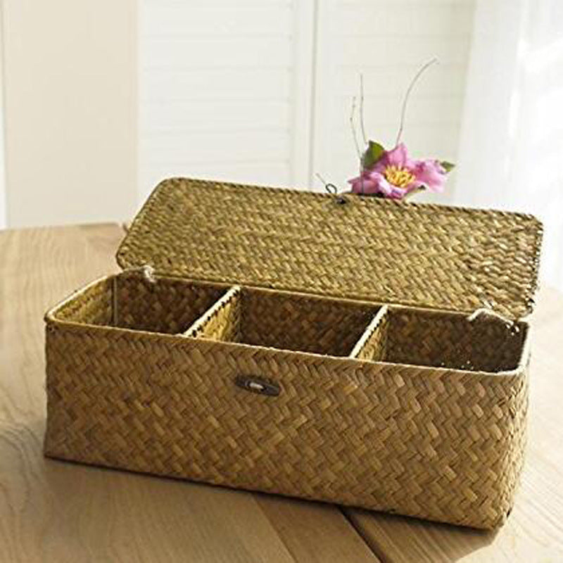 Wooden Cosmetic Storage Box - 3 Lattice Organizer