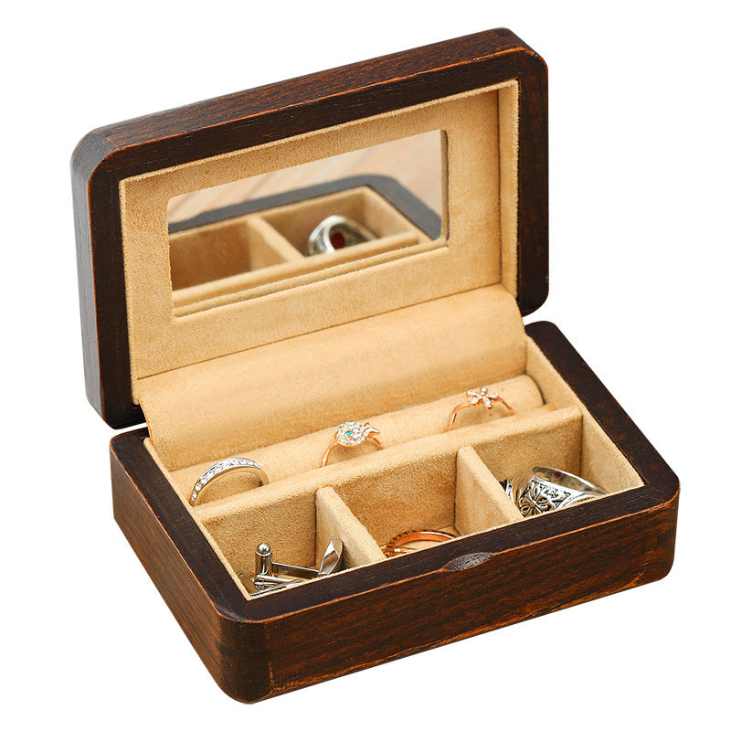 Small Wood Jewelry Box Organizer - Travel Case