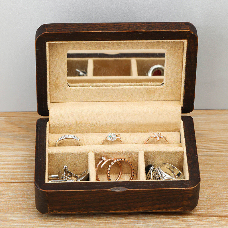 Small Wood Jewelry Box Organizer - Travel Case