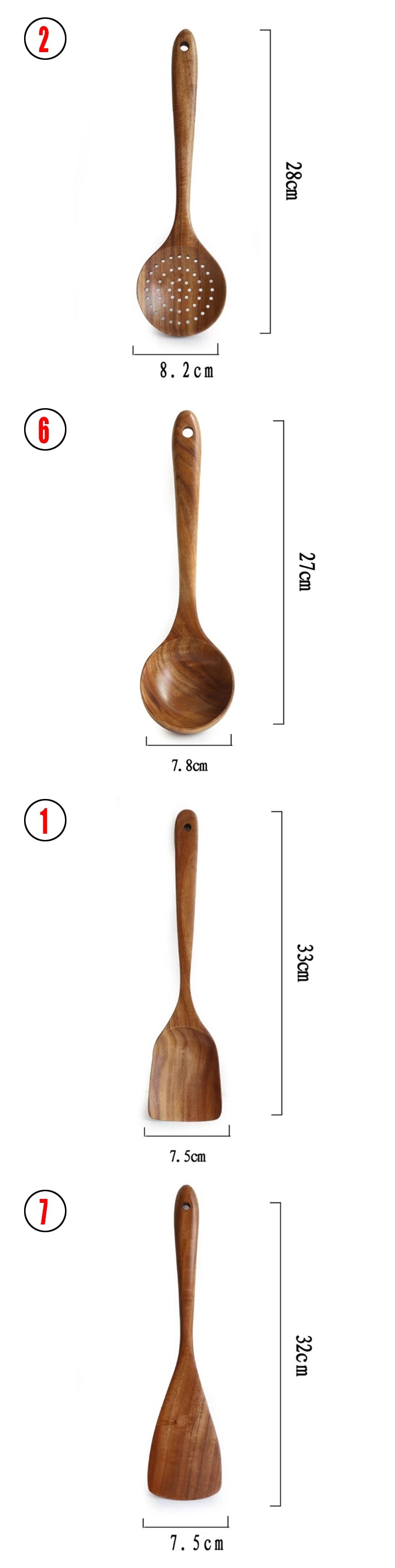Teak Wood Tableware Set - Spoon, Ladle, Turner