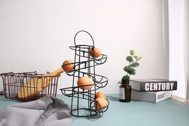 Wrought Iron Egg Rack - Spiral Kitchen Basket