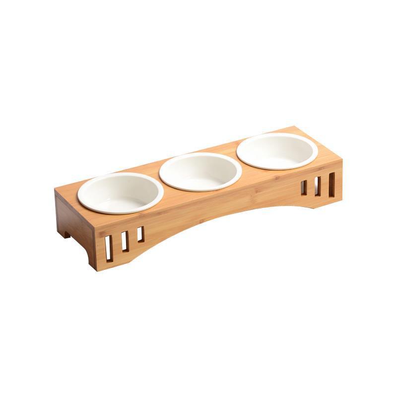 Wood Frame Rice Bowl - Ceramic for Rice/Pet Food