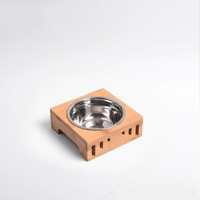 Wood Frame Rice Bowl - Ceramic for Rice/Pet Food