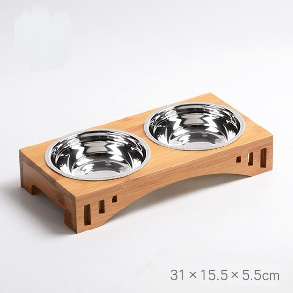 Wood Frame Rice Bowl - Ceramic for Rice/Pet Food