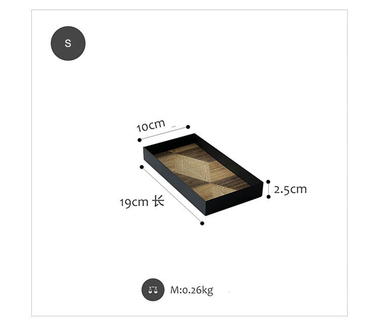 Iron & Wood Decorative Tray - Artistic Serving Plate