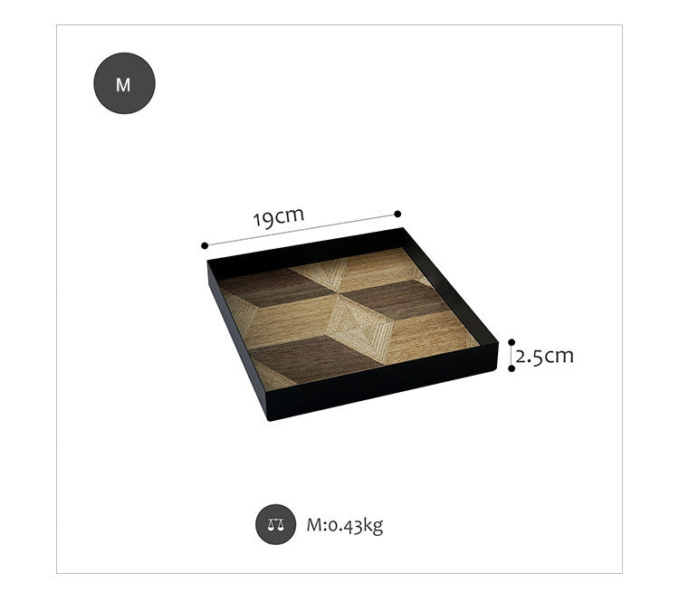Iron & Wood Decorative Tray - Artistic Serving Plate