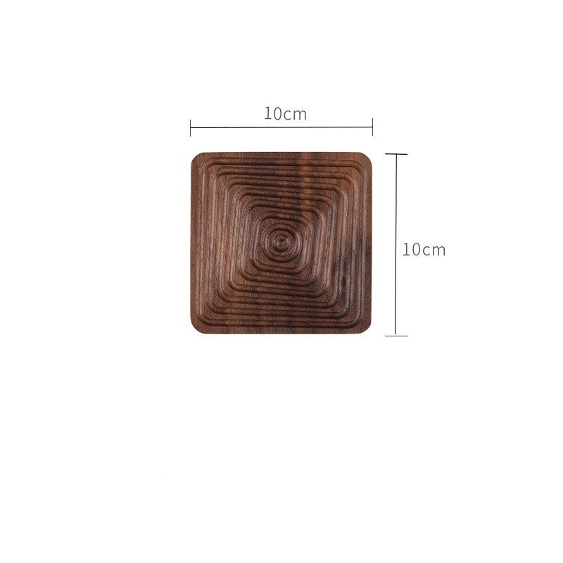 Black Walnut Coaster - Geometric Wood Cup Mat