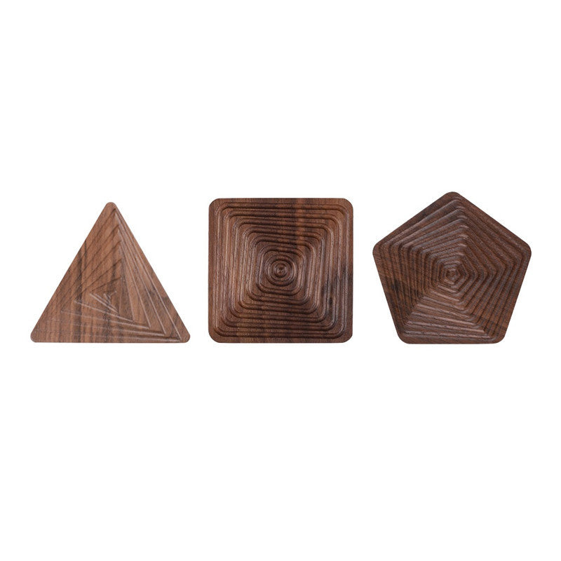 Black Walnut Coaster - Geometric Wood Cup Mat