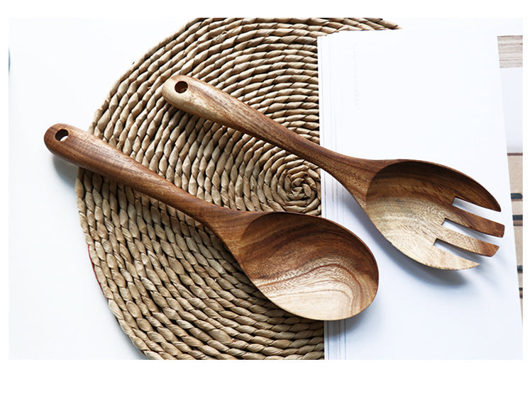 Acacia Wood Cooking Spoon & Fork Set - Kitchen Utensils