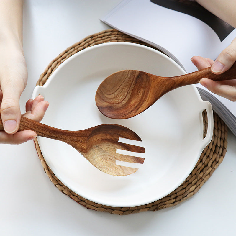 Acacia Wood Cooking Spoon & Fork Set - Kitchen Utensils
