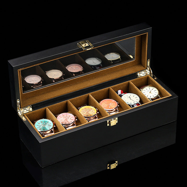 Wooden Watch Box - Black Mechanical Display & Jewelry