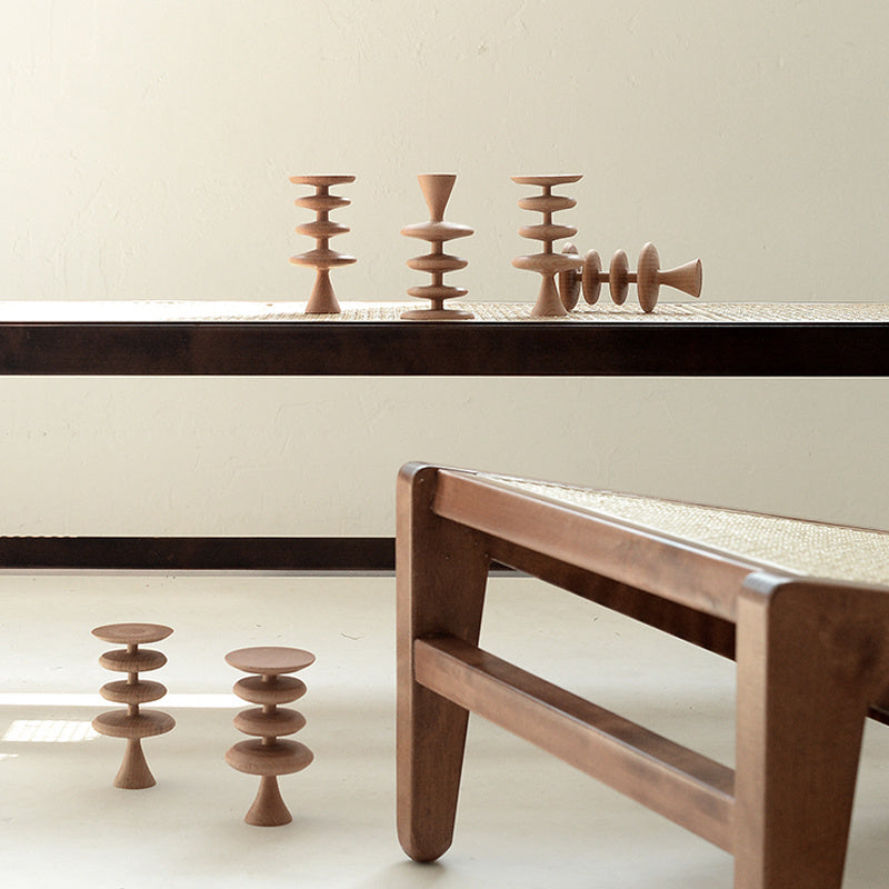Modern Wood Geometric Sculpture - Abstract Decor