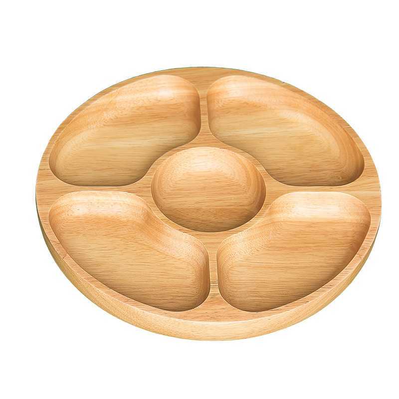 Wood Serving Tray - Round Compartment Platter