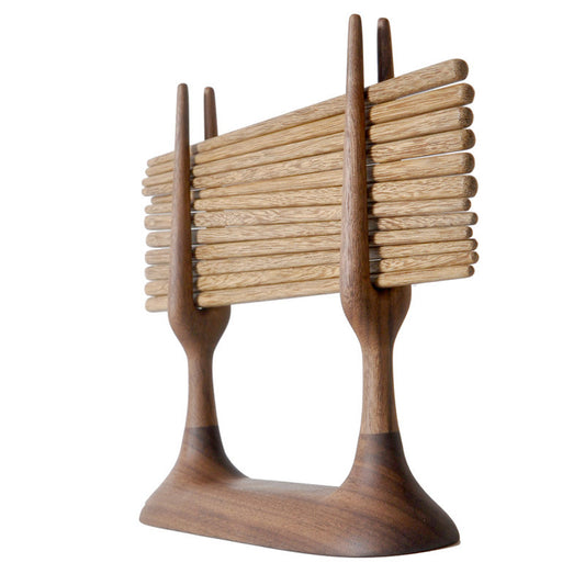 Wood Chopstick Holder with Drain Rack - Utensil Organizer