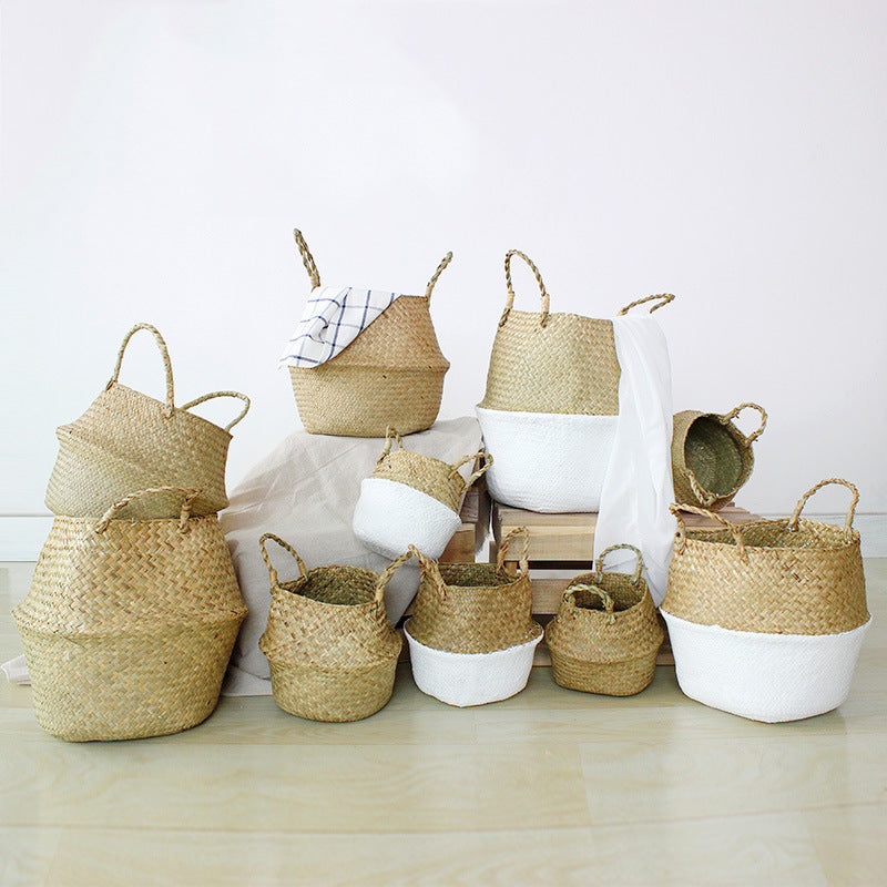 Wicker Planter Basket - Foldable Flower Pot Holder