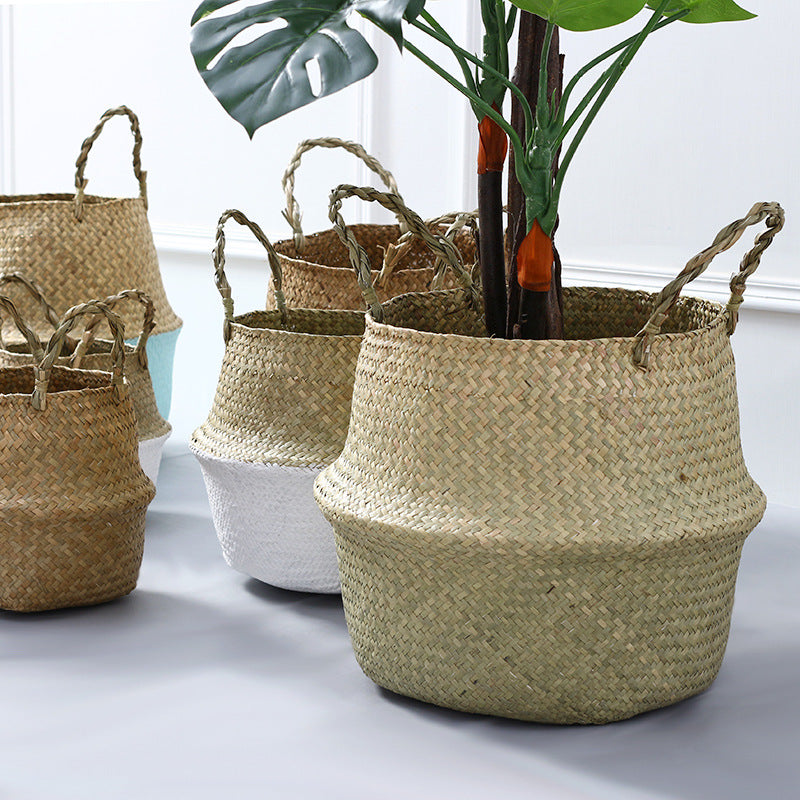 Wicker Planter Basket - Foldable Flower Pot Holder