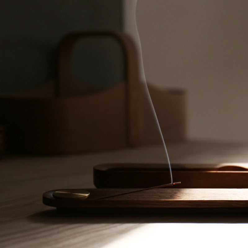 Black Walnut Incense Box with Brass Holder