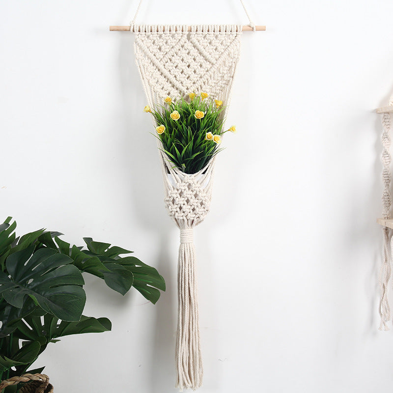 Woven Net Bag Flower Basket - Wall Decoration
