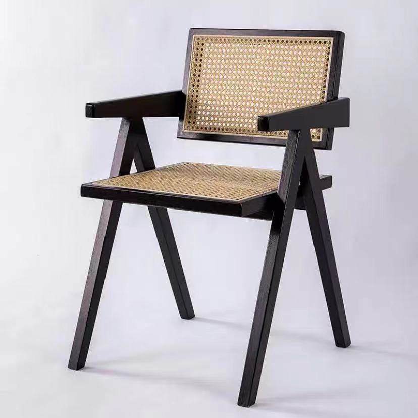 Nordic Wood & Rattan Armchair - Balcony/Living Room