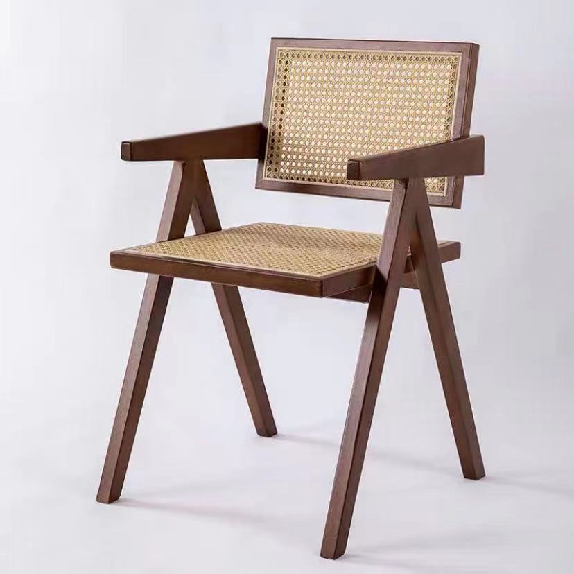 Nordic Wood & Rattan Armchair - Balcony/Living Room