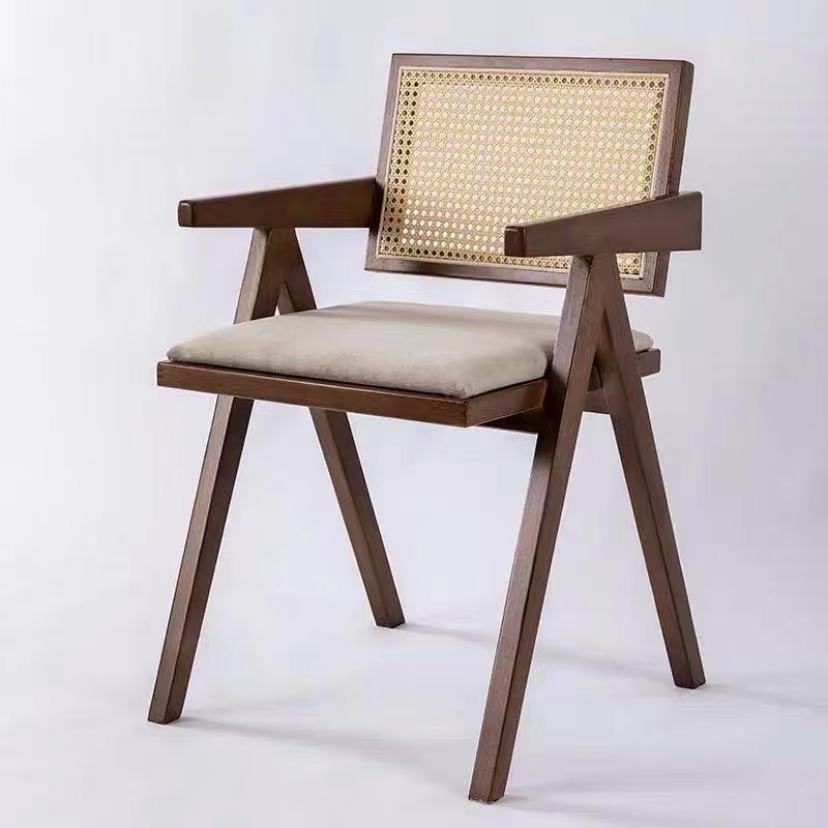 Nordic Wood & Rattan Armchair - Balcony/Living Room